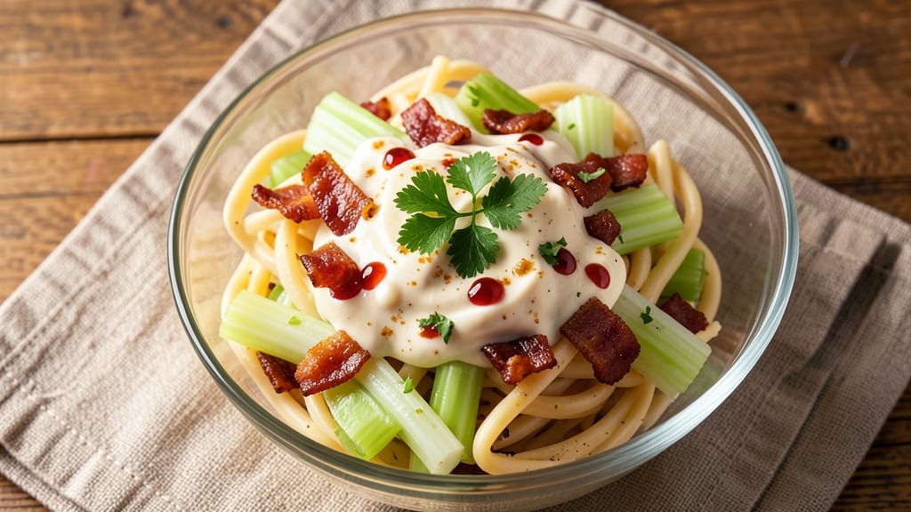 BLT Pasta Salad Dressing Recipe: Smoky Bacon Vinaigrette With Crunchy Celery Crowns