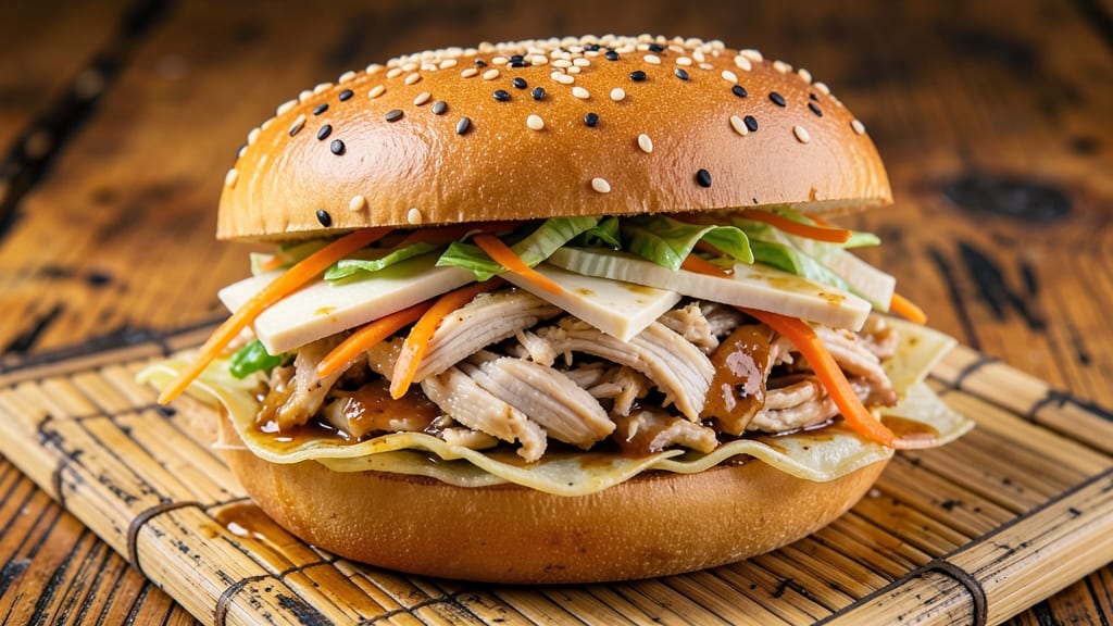 Asian Chicken Salad Sandwich Recipe: Crunchy Wonton Strips and Sweet Chili Lime Dressing