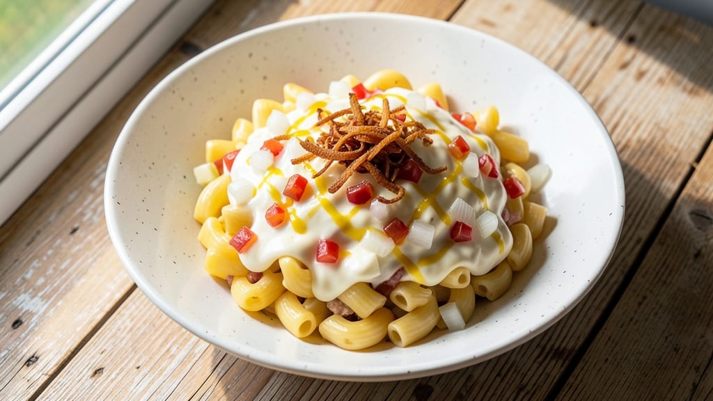 Big Mac Macaroni Salad Recipe: Copycat Cream Cheese Crunch
