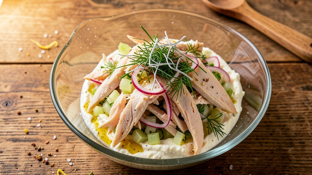 Ashley Mac's Chicken Salad Recipe: Herb-Infused Cream Cheese Base With Crisp Celery Bites
