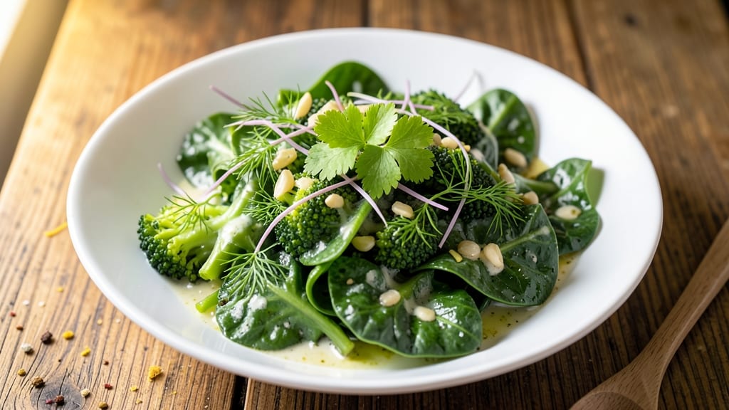 Broccoli Leaf Salad Recipe: Crunchy Greens With Creamy Herb Dressing