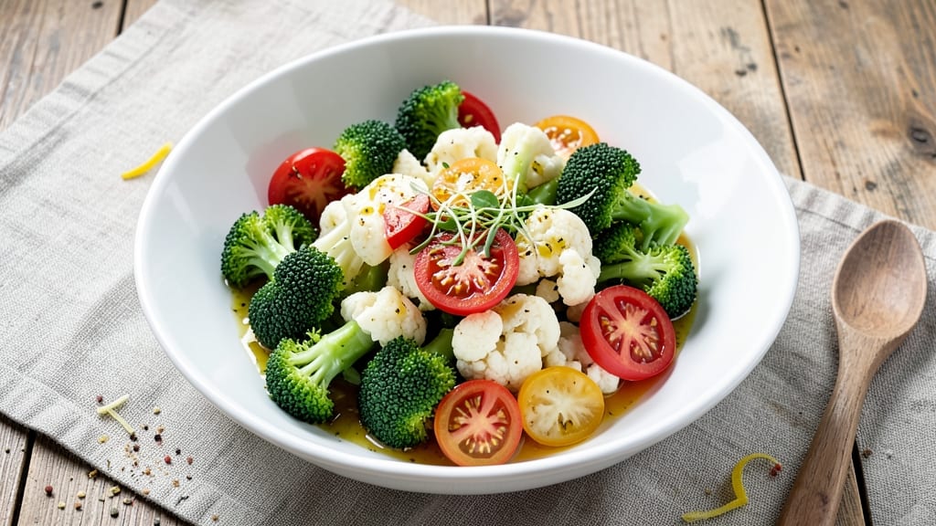 Broccoli Cauliflower Tomato Salad Recipe: Crunchy Veggie Medley With Zesty Lemon Dressing