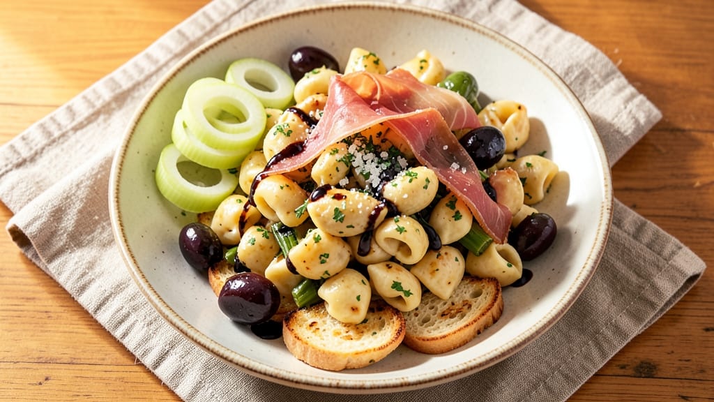 Buddy's Antipasto Salad Recipe: Crisp Celery Crowns and Creamy Herb Tortellini Bliss