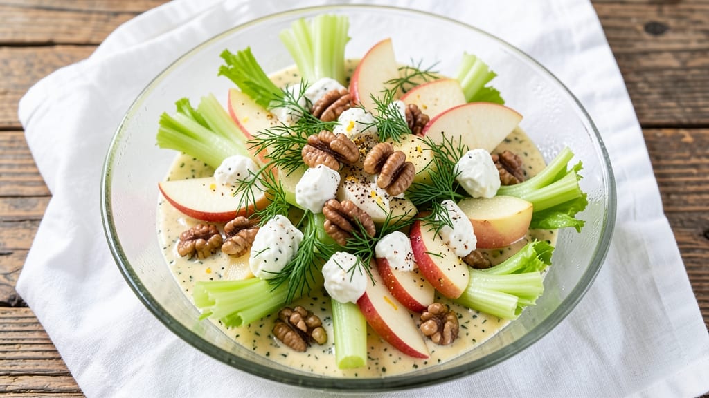 Barefoot Contessa Waldorf Salad Recipe: Celery Crown Crunch With Herbed Cream Cheese Twist