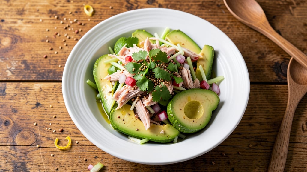 Avocado Chickpea Tuna Salad Recipe: Crunchy Celery Crowns and Zesty Herb Zing
