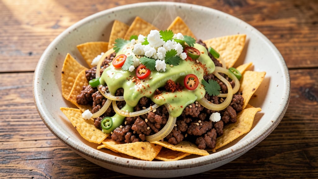 Beef Taco Salad Bowl Recipe: Crunchy Tortilla Strips and Smoky Beef Bliss