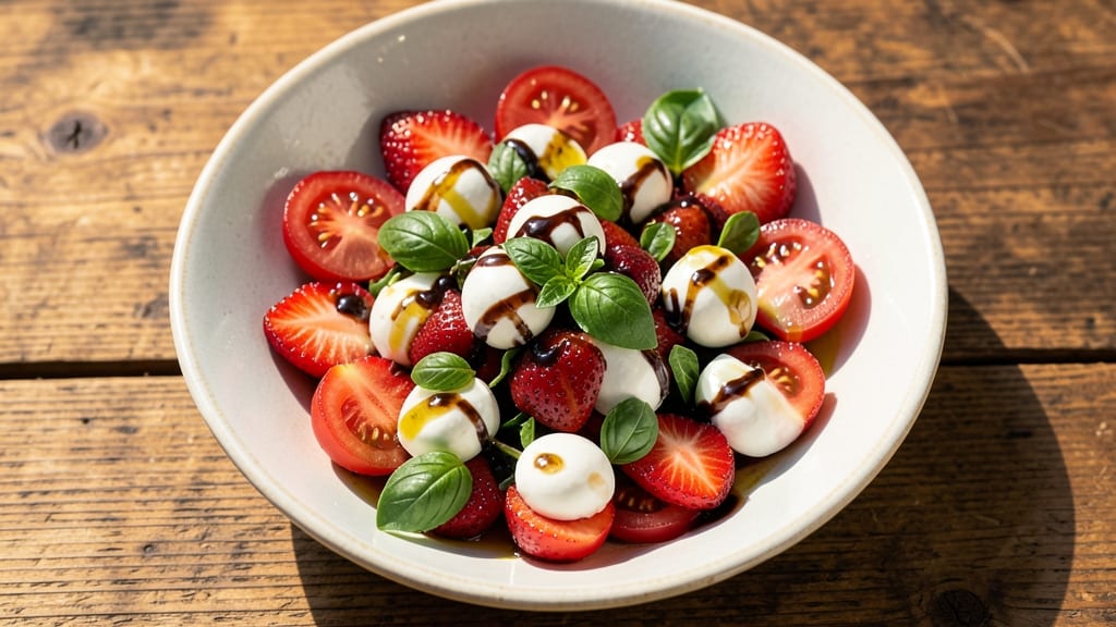 Balsamic Strawberry Caprese Salad Recipe: Juicy Tomatoes and Bursting Berries in 15 Minutes