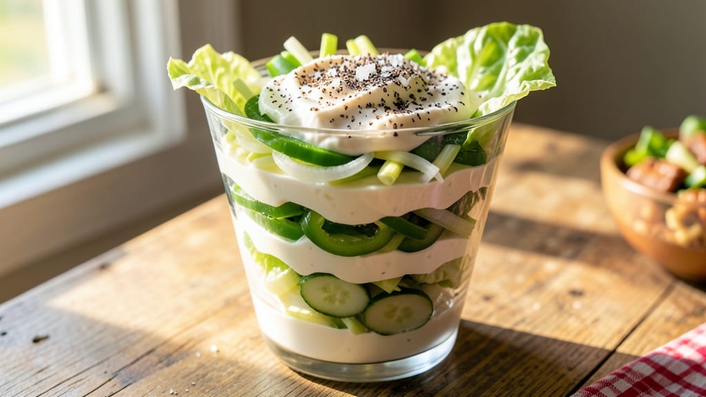 Amish Seven Layer Salad Recipe: Crunchy Celery Crowns and Creamy Herb Layers