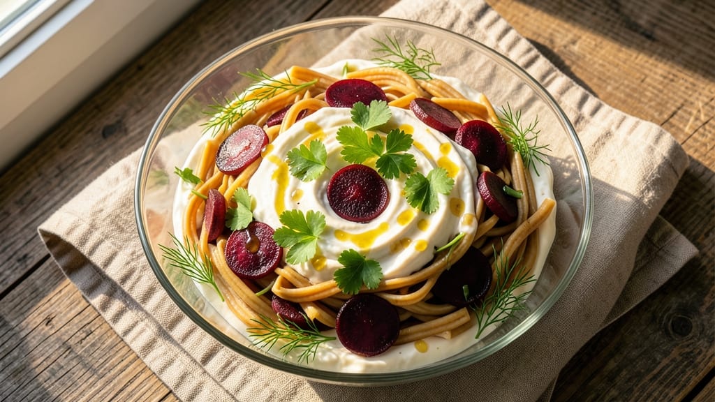 Beetroot Pasta Salad Recipe: Earthy Sweetness Meets Herbed Cream Cheese Bliss