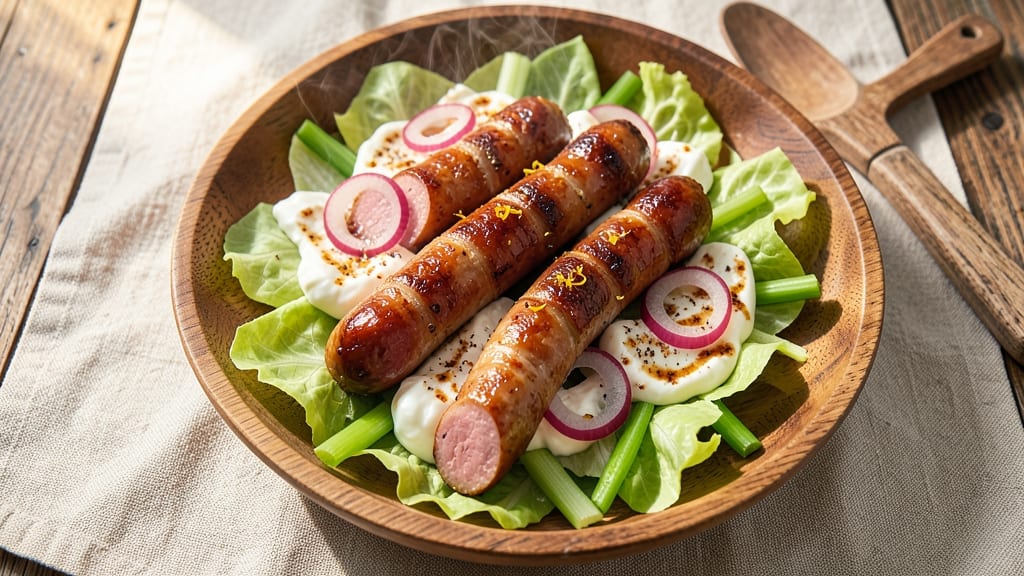 Bavarian Wurst and Celery Salad Recipe: Crisp Crowns and Smoky Herb Cream Cheese Harmony