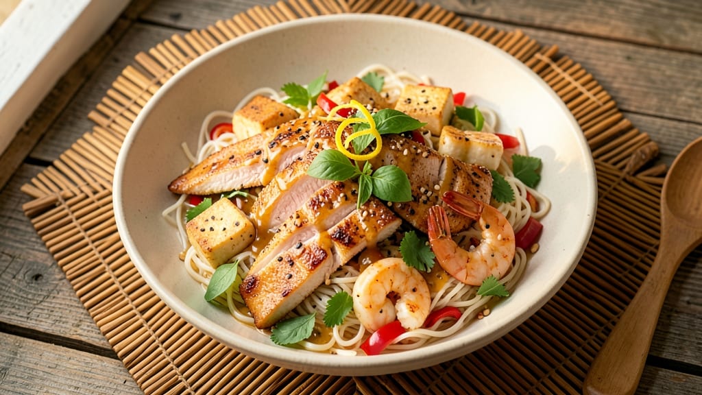 Asian Oriental Salad Recipe: Crispy Rice Noodles With Tangy Peanut-Lime Dressing