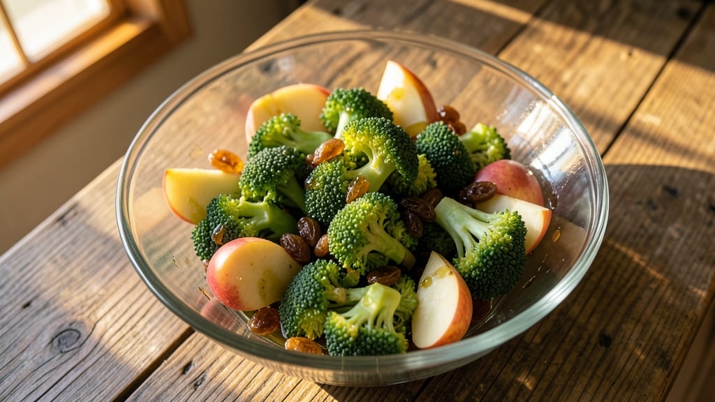 Broccoli Apple Raisin Salad Recipe: Sweet-Tart Crunch With Warm Spiced Vinaigrette
