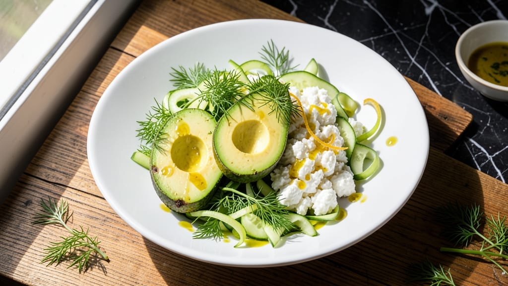 Avocado Cucumber Cottage Cheese Salad Recipe: Zesty Dill and Lemon-Dressed Freshness