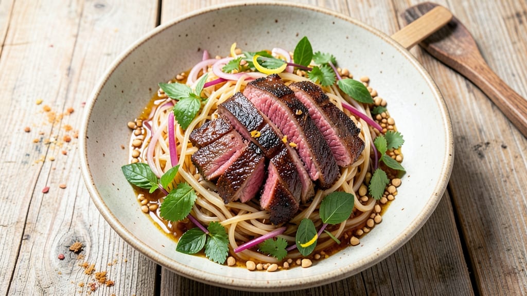Authentic Thai Steak Salad Recipe: Crispy Rice Noodles and Tangy Lime-Lavash Dressing