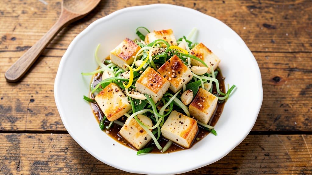 Bean Curd Salad Recipe: Crispy Tofu Bites with Tangy Sesame Dressing
