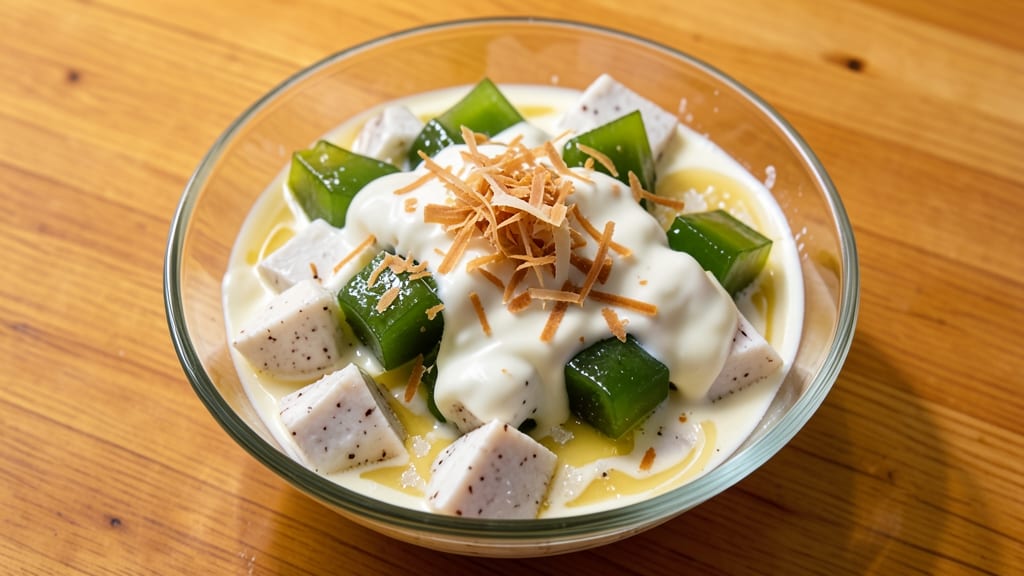 Buko Pandan Salad Recipe With Evaporated Milk: Tropical Creaminess With Coconut and Pandan Swirls