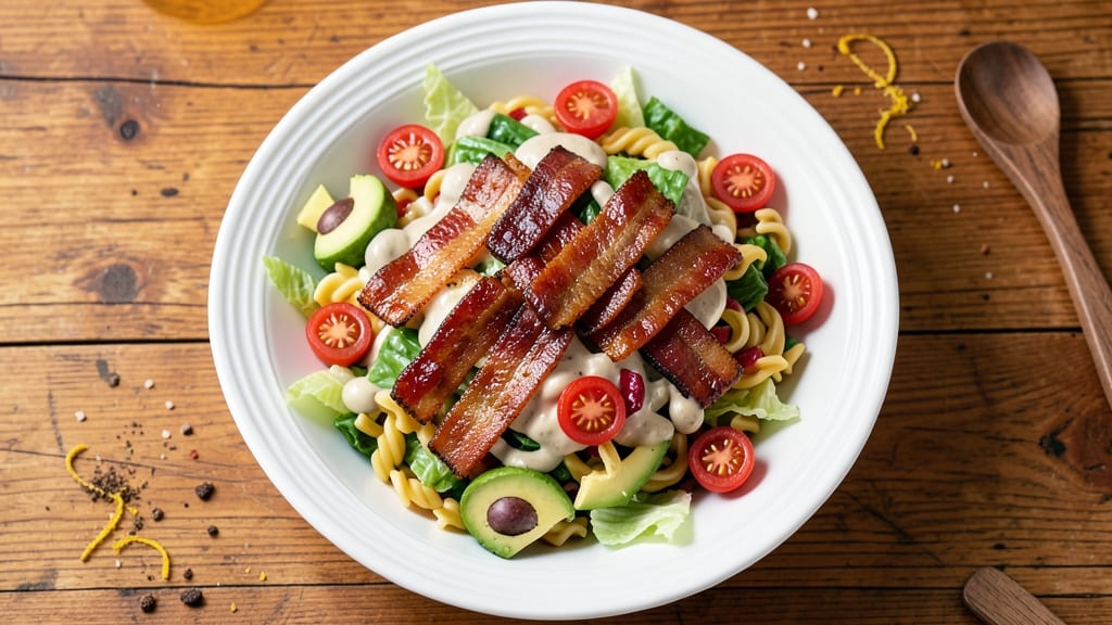 BLT Pasta Salad Recipe With Ranch Dressing: Crispy Bacon Bites and Creamy Herb Dream