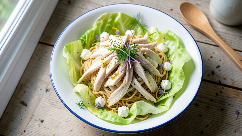 Cabbage Top Ramen Chicken Salad Recipe: Crunchy Noodle Crown Meets Smoky Herb Cream Cheese
