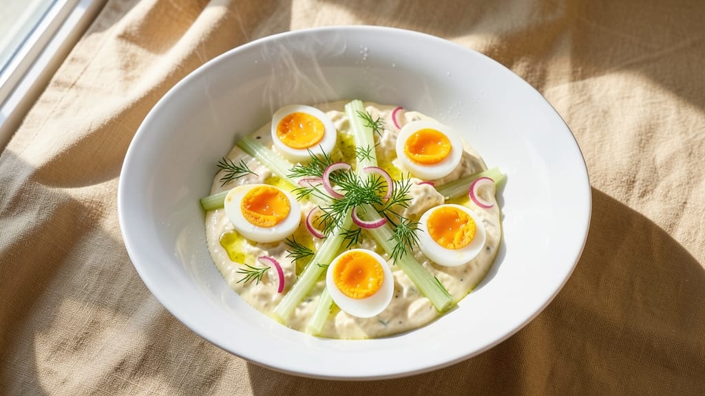 Bobby Flay's Egg Salad Recipe: Crisp Celery Crowns and Zesty Herb Cream Cheese Twist