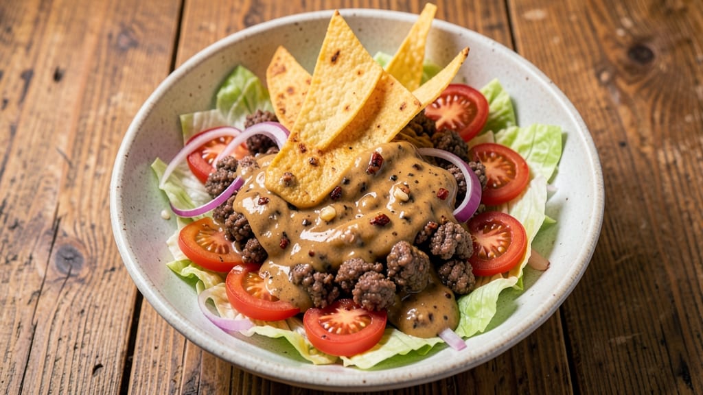 Authentic Taco Salad Recipe: Crispy Tortilla Strips and Smoky Chipotle Cream Cheese