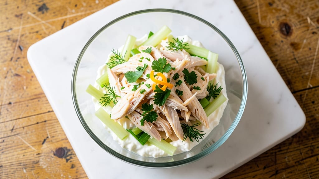 Au Bon Pain Chicken Salad Recipe: Herb-Infused Cream Cheese Base With Crisp Celery