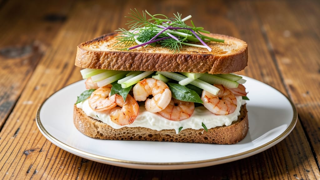 Bay Shrimp Salad Sandwich Recipe: Crisp Celery Crowns With Smoky Herb Cream Cheese Bliss