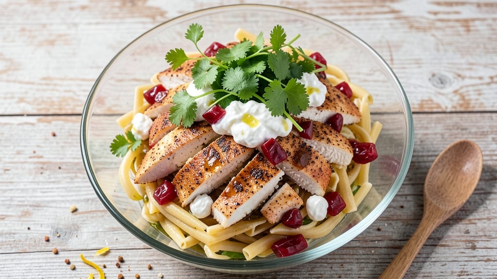 Byerlys Cherry Chicken Pasta Salad Recipe: Sweet-Tart Crunch Meets Smoky Herb Cream Cheese Bliss