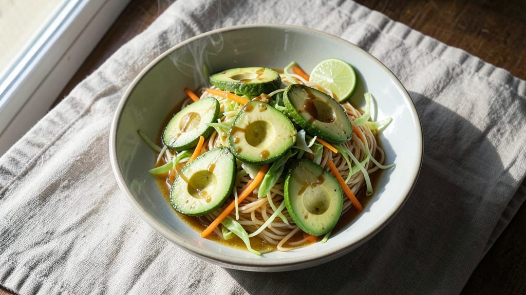 Asian Avocado Salad Recipe: Crunchy Rice Noodle Twist With Tangy Lime Dressing