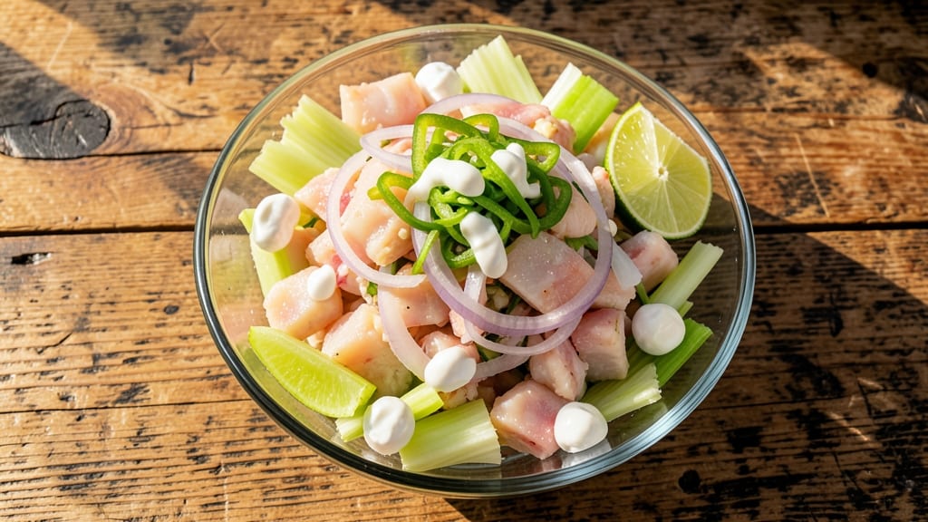 Authentic Bahamian Conch Salad Recipe: Crisp Celery Crowns and Zesty Lime-Herb Cream Cheese