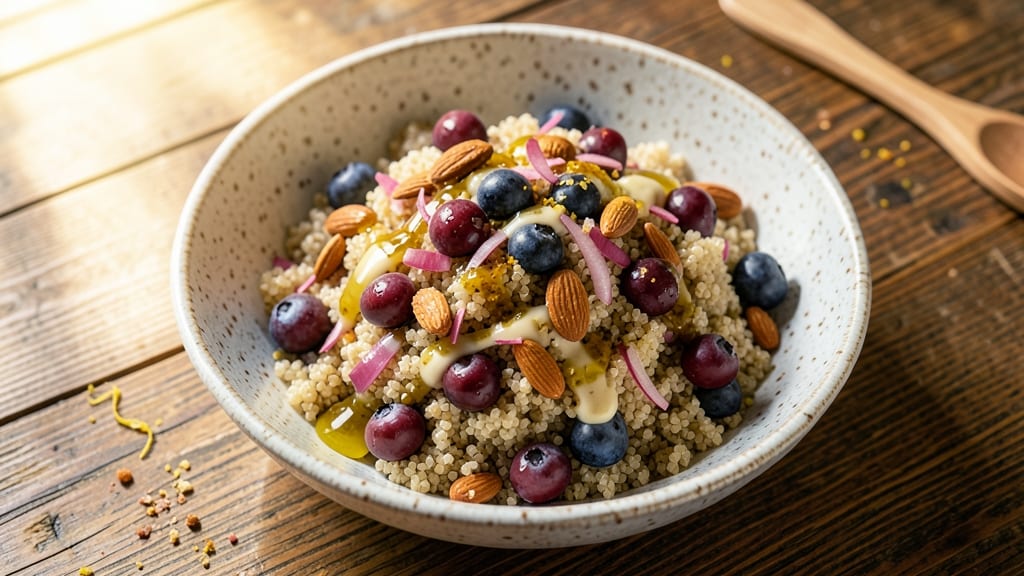 Blueberry Quinoa Salad Recipe: Bright Berry Burst With Crunchy Almond Topping