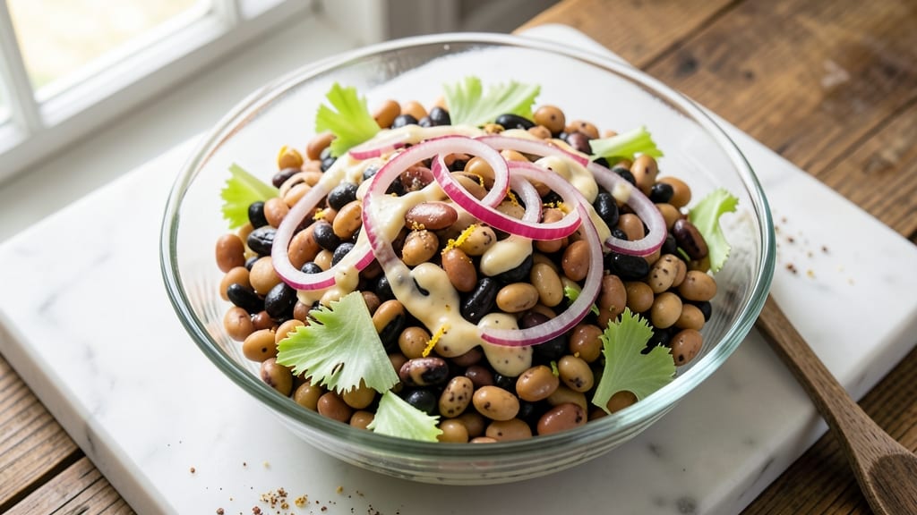 Betty Crocker's 3 Bean Salad Recipe: Crunchy Celery Crowns and Creamy Herb Zest