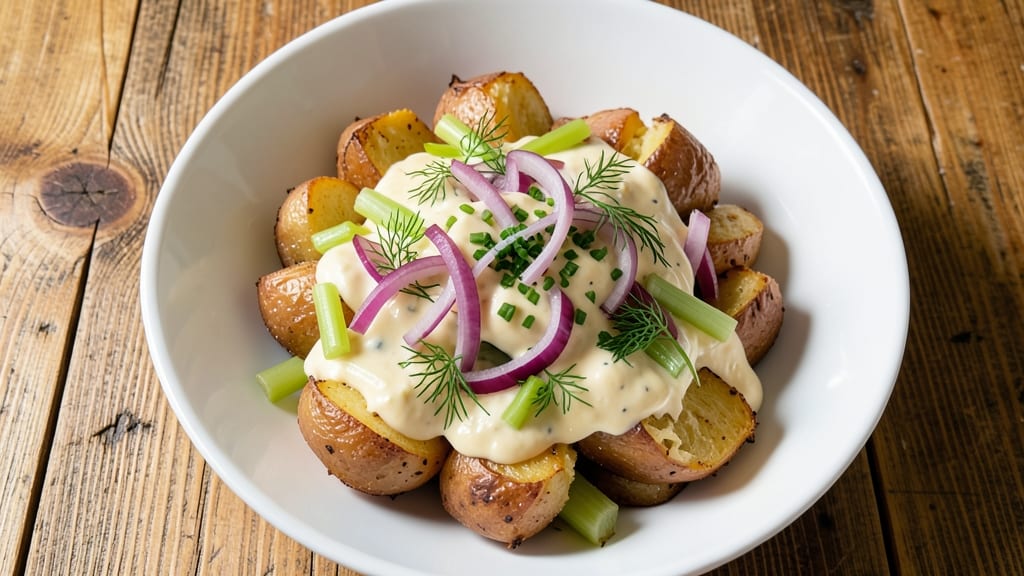 Baked Potato Salad Recipe With Mayonnaise: Warm Spuds and Creamy Herb Harmony