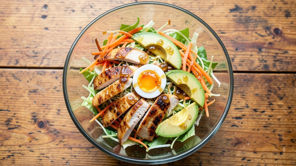 Asian Cobb Salad Recipe: Crispy Fried Wonton Strips and Tangy Peanut Dressing