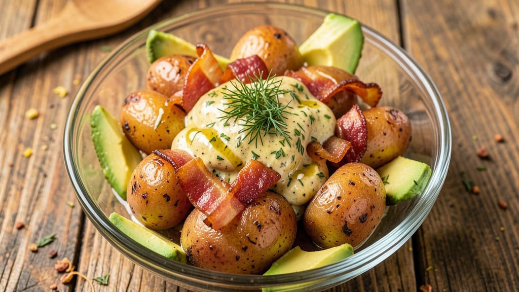 California Potato Salad Recipe: Warm Bacon and Buttery Herb Swirl